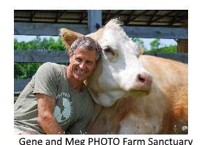 Gene Baur and friend Meg at Farm Sanctuary