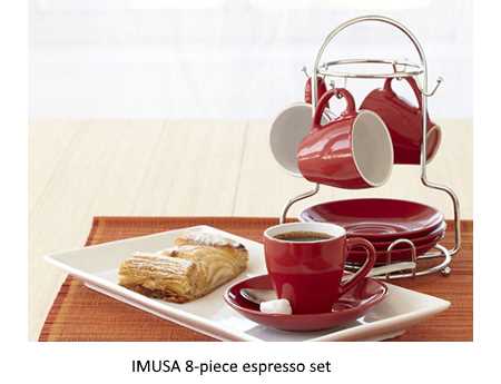 IMUSA 8-piece espresso set as seen in vegetariangazette.com